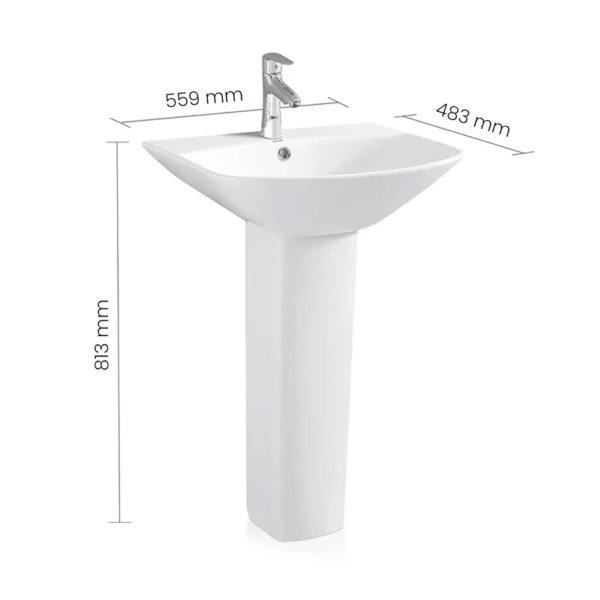 5200A WH SWISH Pedestal Basin - Image 2